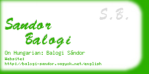 sandor balogi business card